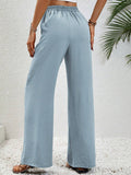 Comfortable casual wide leg pants with elastic waist