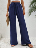 Comfortable casual wide leg pants with elastic waist