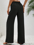 Comfortable casual wide leg pants with elastic waist