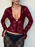 Y2K Sexy Waist Hollow Cardigan Lace Top